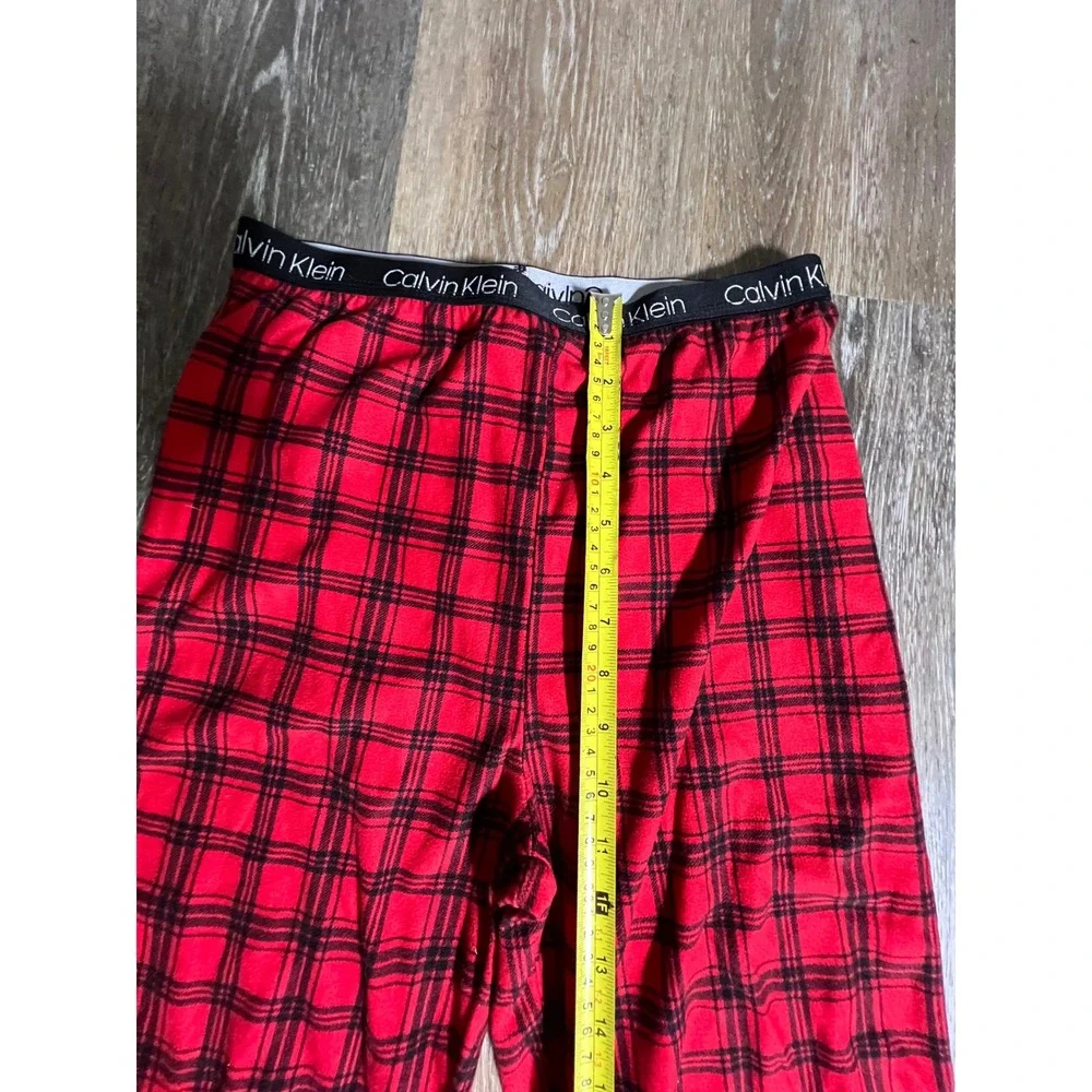 Calvin Klein Pajama Pants Boys XL 14/16 Red Black Plaid Excellent‎ Fleece Lounge